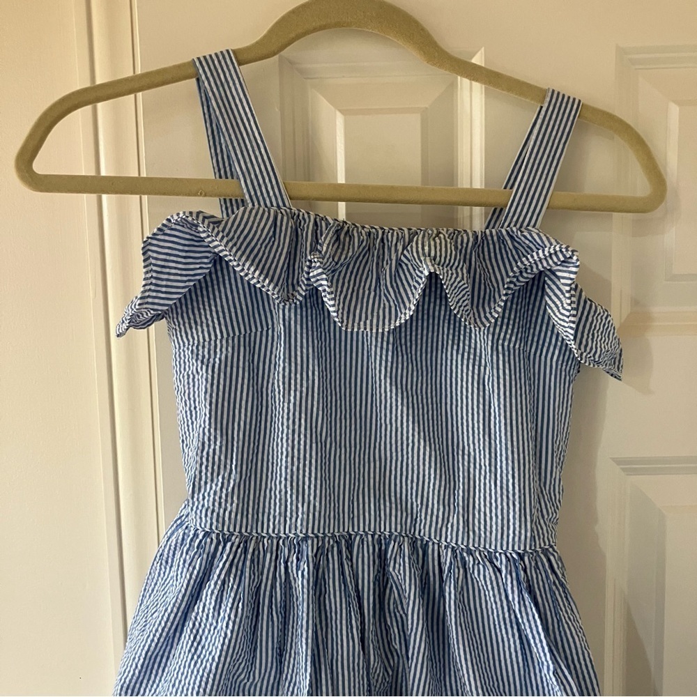 Polo Ralph Lauren Girls Seersucker Striped Ruffled Dress with Pockets (10) - Picture 3 of 10